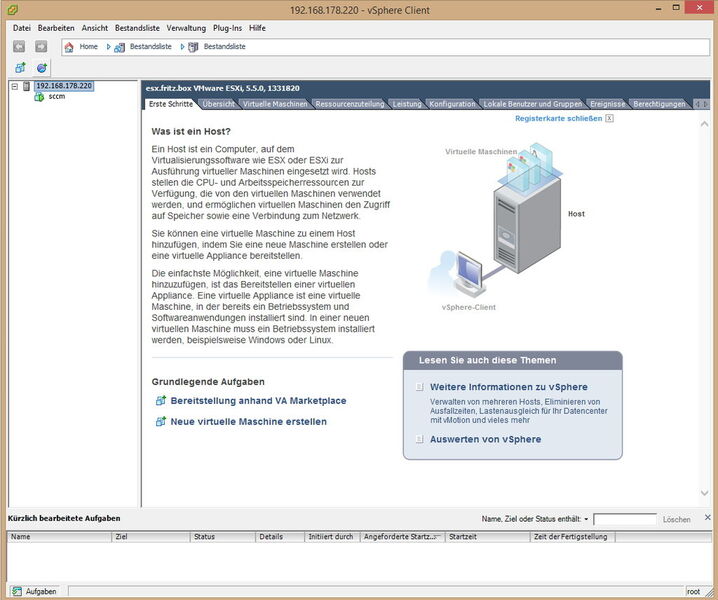 Abbildung 5: Die Verwaltung von ESXi erfolgt über die Windows-Oberfläche, ähnlich zum Hyper-V-Manager. (Bild: Joos)