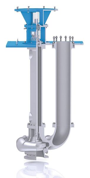 Die vertikale Kreiselpumpe GVRN wird für die Verpumpung aller Schwefelsäuren mit höherer Konzentration eingesetzt. (Rheinhütte Pumpen)