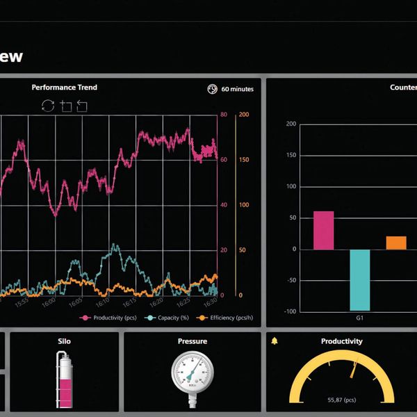 Die Oberfläche von Simatic WinCC OA, hier im Dark-Modus für Desktop-Nutzung, zeigt übersichtlich die wesentlichen Daten eines ausgewählten Systems auf einen Blick. (Bild: ETM professional control GmbH)
