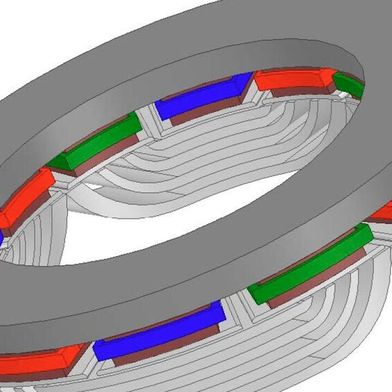Schema einer physisch noch nicht existenten Axialfluss-Synchronreluktanzmaschine (Bild: IEEE Xplore | RWTH Aachen)