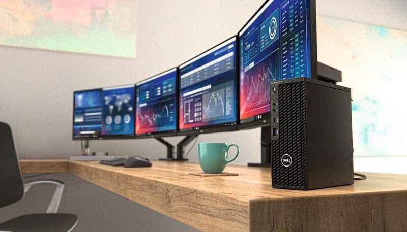 Bis zu sieben 4K-Displays können an dem Gerät im Ultra Small Form Factor betrieben werden. Die Workstation mit Intel-Prozessoren der 10. Generation oder Xeon-CPUs mit bis zu 5,2 GHz bewältigt auch anspruchsvolle Aufgaben.  (Dell)