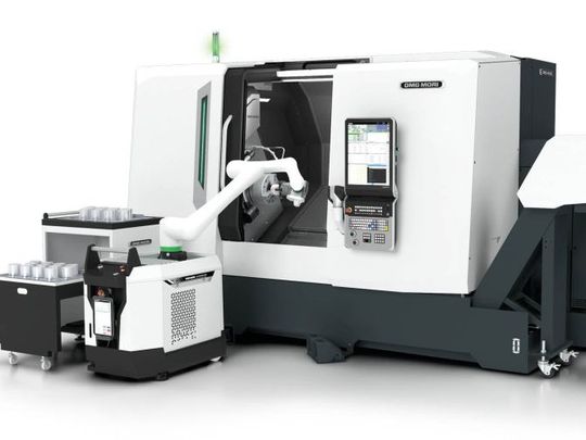Der Robo2Go Open kann bei Bedarf binnen weniger Minuten platzsparend an einer Maschine positioniert werden.(Bild:  DMG Mori)