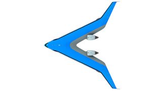 Die Triebwerke sitzen ganz hinten auf dem Flugzeug, die Passagierkabinen, Frachträume und Tanks sind in den Flügeln integriert.  (Edwin Wallet, OSO Design for TU Delft)