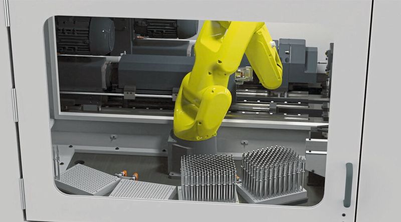 Maschineninterne Automatisierung: die perfekte Wiederholgenauigkeit des Robo­ters gewährleistet höchste Bohrungsqualität. (Bild: Unisig)