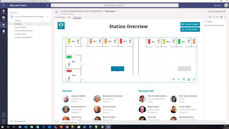 So könnte ein Dashboard zum Stationsüberblick auf Basis von Microsoft Teams aussehen. (Bild: Campana & Schott)