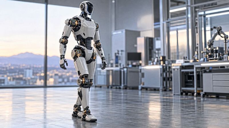 Leistungselektronik für humanoide Roboter: GaN-Transistoren sollen Motorantriebe an Gelenken wie Schultern, Hüften und Knien kompakter und effizienter machen. Nexperia baut dafür sein GaN-Portfolio weiter aus.(Bild:  KI-generiert)