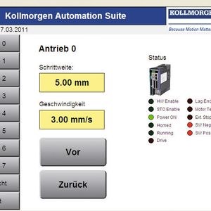 Die Antriebe werden über die intuitiv zu bedienende grafische Benutzeroberfläche der Kollmorgen Automation Suite bedient. 