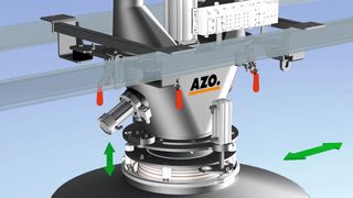 Das staubfreie Container-Andocksystem sorgt für Sicherheit bei der Produktübergabe an vorgeschaltete Dosierorgane. (Bild: Azo)