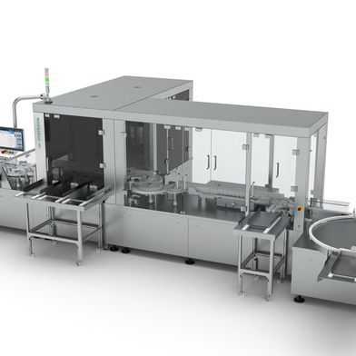 Die Inspektionsplattform AIM9 verarbeitet bis zu 600 Vials pro Minute. (Bild: Syntegon)