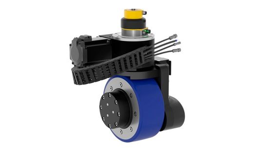 Das Fahr-Lenk-System IMS.Omnidrive ist eine kompakte Plug-and-Play-Komplettlösung für AMRs und AGVs im Europaletten-Handling bis 2 Tonnen.(Bild:  IMS Gear)