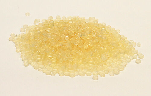 Pellets made from film that has had printing removed. (Mitsui Chemicals)