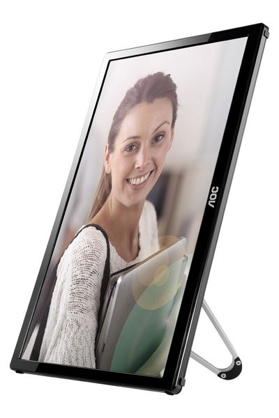 Der klappbare Standfuß lässt auch die Nutzung des E1759FWU im Portrait-Format zu. (Bild: AOC)