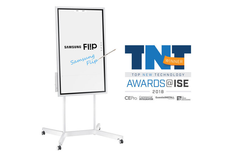 Das digitale Flipchart Samsung Flip wurde im Vorfeld zur ISE mit zwei Top New Technology (TNT) Awards  ausgezeichnet. (Samsung)