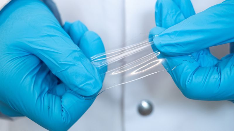 Flexible: The solid electrolyte based on silicone is expandable and thus compensates for the cavities that form in solid-state batteries during charging and discharging.(Image: Empa)