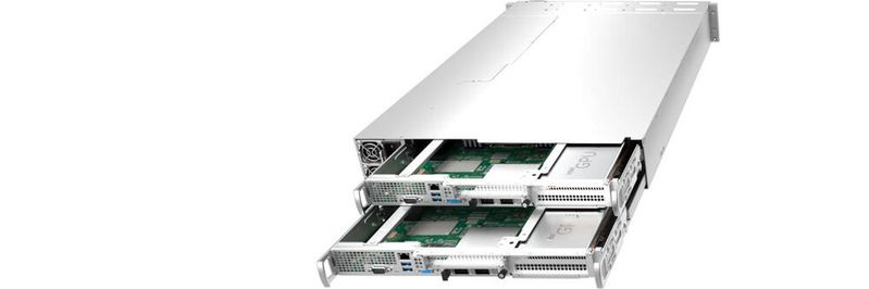 Supermicro hat eine Reihe GPU-basierer Server für Medienstreaming und Cloud Gaming vorgestellt, die die Intel Datacenter-GPUs mit dem Codenamen „Arctic Sound-M“ integrieren. Im Bild: „SYS-210GP-DNR„“. ein Server auf 2 Höheneinheiten mit zwei Node und drei GPUs pro Node. Supermicro hat eine Reihe GPU-basierer Server für Medienstreaming und Cloud Gaming vorgestellt, die die Intel Datacenter-GPUs mit dem Codenamen „Arctic Sound-M“ integrieren. Im Bild: „SYS-210GP-DNR„“. ein Server auf 2 Höheneinheiten mit zwei Node und drei GPUs pro Node.