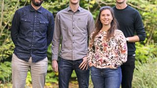 Das Team zum Projekt FishFlow an der Universität Bonn (von links): Dr. Hendrik Herzog, Christian Grünewald, Leandra Hamann und Prof. Dr. Alexander Blanke. (Peter Rühr/Uni Bonn)