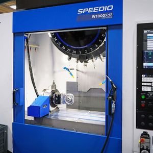 The Brother Speedio W1000Xd2, which has an X-axis travel of one metre, on the shop floor at DPE’s Birkenhead factory. About half of the programs are entered at the control, with the remainder prepared offline with the assistance of One CNC CADCAM software.(Source:  Whitehouse Machine Tools)