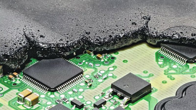 Ohne eigentliches Gehäuse: Bei der Overmolded-Technologie wird die Platine mit einer Kunsstoffmasse untertrennbar übergossen – Instandsetzung ausgeschlossen. (Bild:  Witesco)