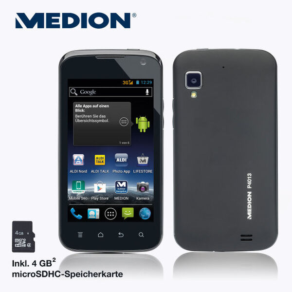 Bei Aldi Nord gibt es das Einsteiger-Smartphone Medion Life P4013. (Bild: Aldi Nord)