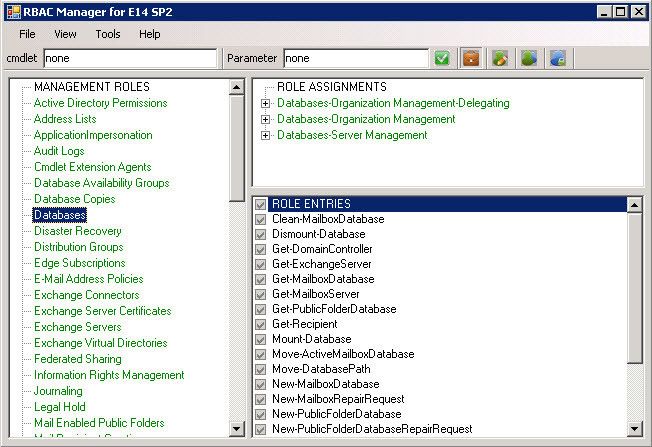 Im RBAC-Manager lassen sich die Rollen ebenfalls anzeigen und die Rechte in einem Tool delegieren. Sobald das Tool gestartet ist, verbindet es sich mit der Exchange-Organisation und verwendet die Rechte des angemeldeten Benutzers. (Archiv: Vogel Business Media)