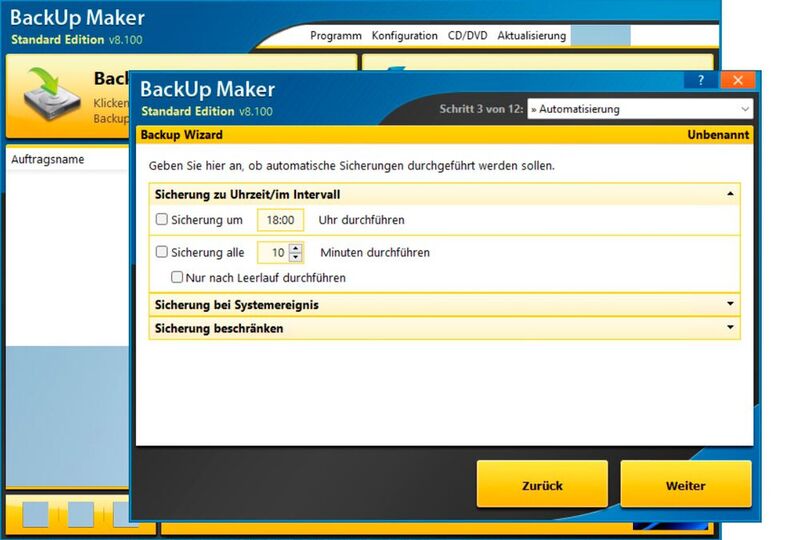Konfigurieren des Sicherungsintervalls in Backup Maker. (Bild: Joos (Screenshot))