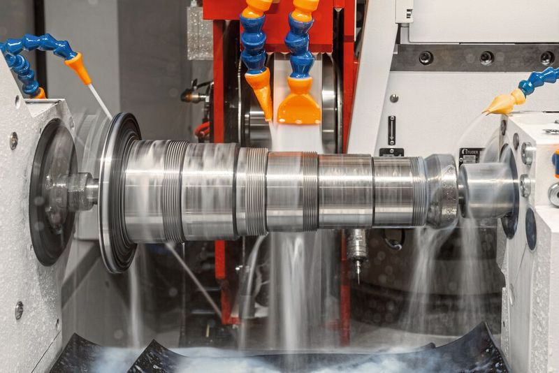 Rectification cylindrique extérieure des portées et des filets d'une broche pour une machine-outil sur une Studer S33 CNC. (Source : Rostan Suisse SA)
