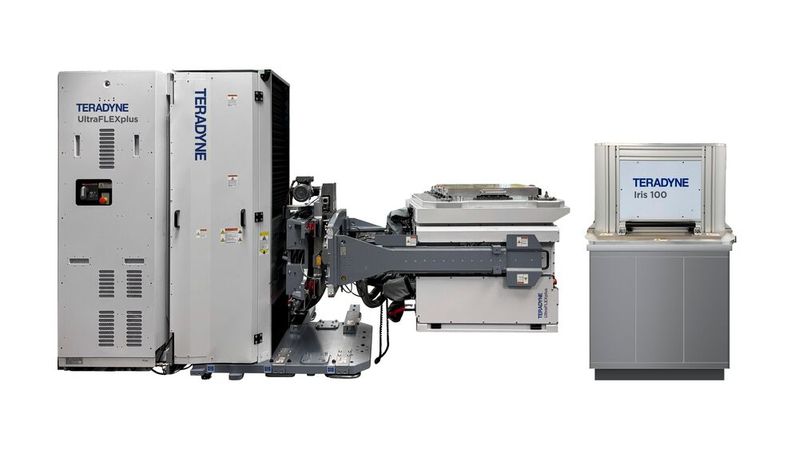 Das Testsystem „Iris 100“ für die hochpräzise Volumenfertigung von microLEDs nutzt ein Spektrometer und eine hochauflösende Kamera.(Bild:  Teradyne)