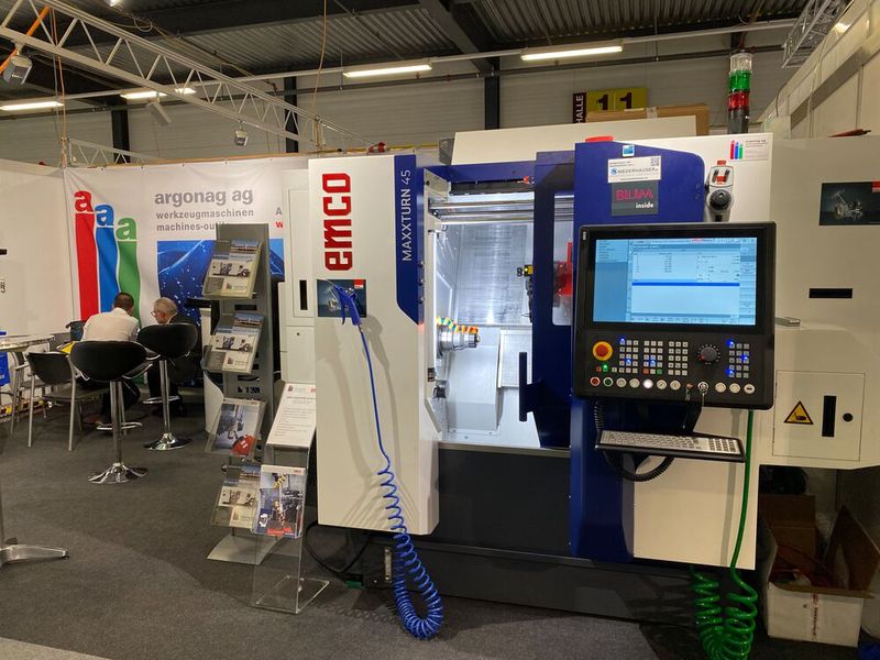 Auf dem Stand von Argonag kann man die Maxxturn von Emco besichtigen - ideal für die wirtschaftliche Komplettbearbeitung von der Stange. (Bild: Anne Richer, SMM)