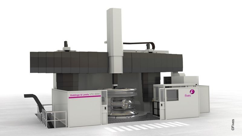 Das CNC-Vertikal-Drehzentrum Giddings & Lewis VTC 5000, optional mit zwei Spindeln und Fräs-/Bohr-Funktion erhältlich. (Bild: Fives)