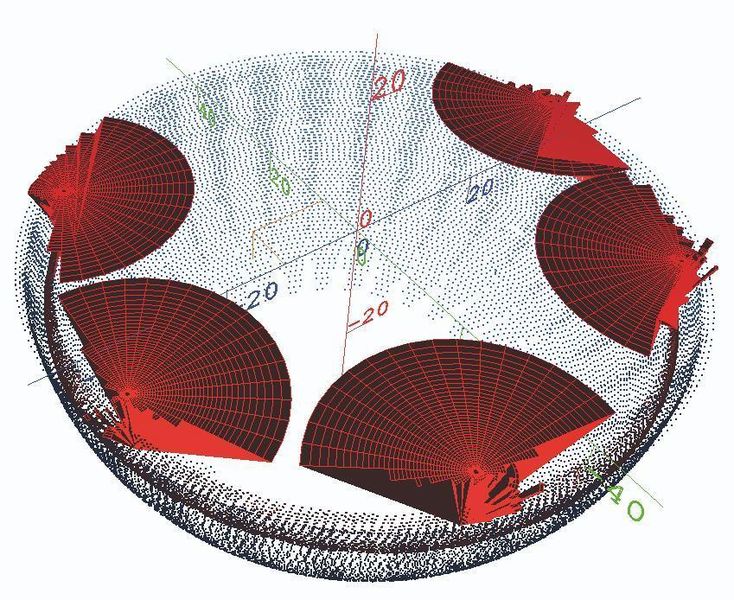 Bild 6: Beispiel für berechnete Kollisionskegel an verschiedenen Positionen der NC-Bahn. (Archiv: Vogel Business Media)