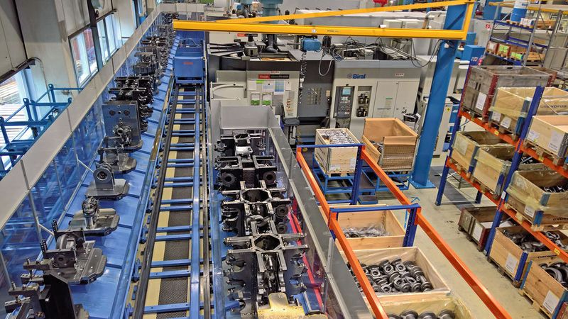 Blick in die Fertigung: 80 Prozent betrifft die Graugussbearbeitung, 15 Prozent fallen auf Aluminium und Stahl.  (Biral)