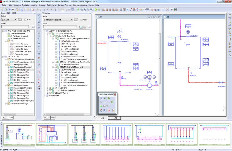 Anlagenübersicht (P&ID) und Anlagenstruktur (Navigator) für transparente und perfekt integrierte Vorplanung. (Bild: Eplan)