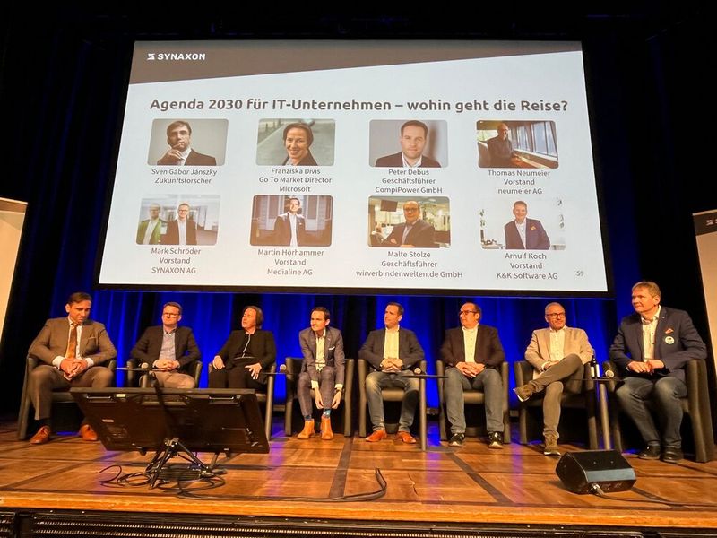 Die Teilnehmer der Podiumsdiskussion diskutierten über die Zukunft des Systemhauses.  (Bild: Vogel IT-Medien)