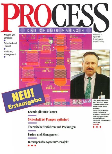 Meilenstein 1994: PROCESS startet als Magazin für die Prozessindustrie in den Markt. (Archiv: Vogel Business Media)