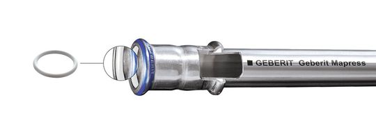 Mapress Edelstahl 1.4401 mit FKM-Dichtring für Sattdampf.(Bild:  Geberit)