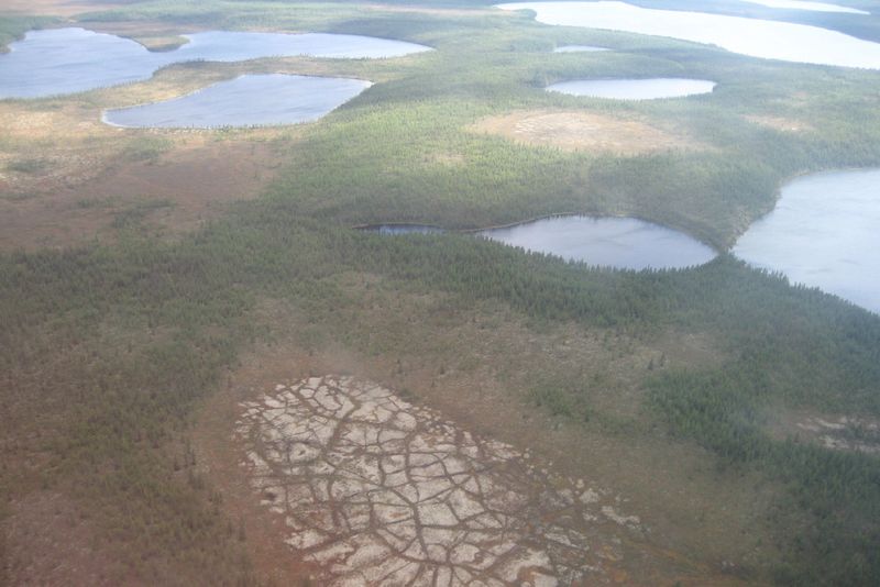 Thermokarst Seen und ausgelaufene Seen in der Kolyma Region, Sibirien. (Bild: Alfred-Wegener-Institut/Guido Grosse)
