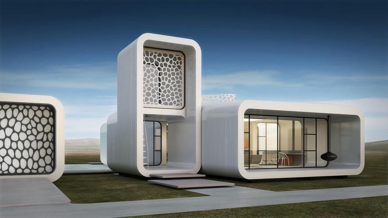 Das Design des gedruckten Bürogebäudes soll den Forschungsstand über die Anforderungen der Arbeitswelt von Morgen entsprechen. (Bild: Museum of the Future)