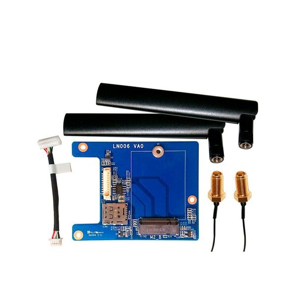 Das optionale 4G-Kit WWN03: Die Adapterplatine für das LTE-Modul belegt in den Rechnern den 2,5-Zoll-Einschub. Sie wird intern über USB am Mainboard angeschlossen.  (Shuttle)