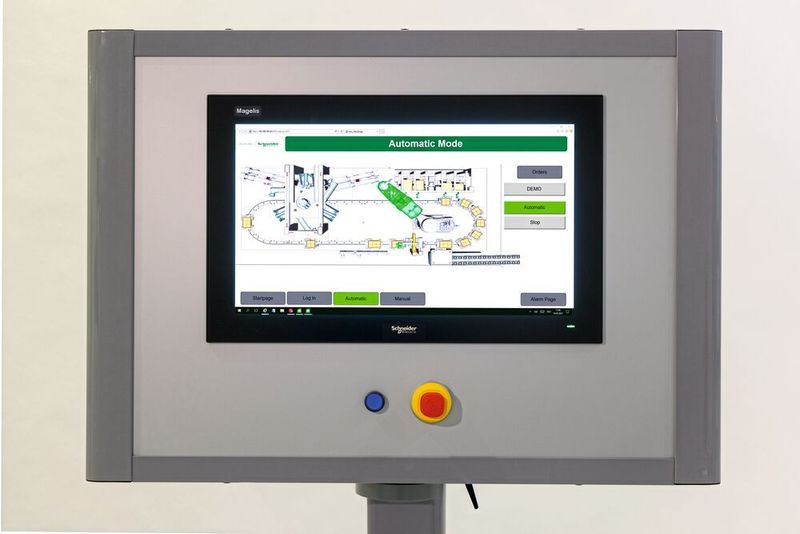 Ein digitaler Zwilling ermöglicht die detaillierte Überwachung des Betriebs. Auf dem Dashboard werden neben dem Multi Carrier auch Prozessstationen und Roboter abgebildet.  (Schneider Electric)