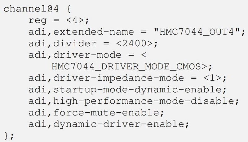 Figure 3. Synchronization outputs, HMC7044 channels 4 and 11 (same set-tings for both). (Source: Analog Devices)