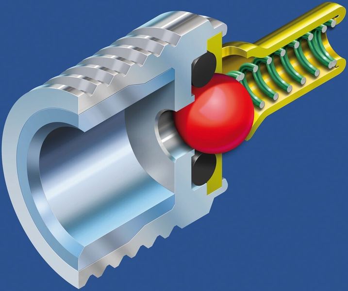 Softseat: Rückschlagventil mit zusätzlichem O-Ring zur Erhöhung der Sitz-Dichtheit. (Bild: Lee)