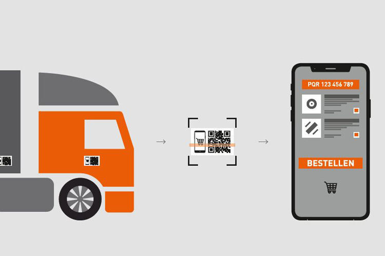 Preisträger in der Kategorie „Dealer & Workshop Management“: PE Data von PE Automotive.  Anhand eines Aufklebers mit QR-Code können Werkstätten das entsprechende Fahrzeug schnell und leicht identifizieren. Einfach den Code scannen, Artikelfavoriten anschauen, letzte Bestellungen einsehen, benötigte Artikel anklicken, die dann durch jeweiligen Webshop-Betreiber geliefert werden. Der Aufkleber wird einfach am Truck oder Trailer angebracht und im Webshop des Händlers mit der Fahrgestellnummer verlinkt. Das soll lästiges Suchen, Telefonieren, unnötige Wege und eine Menge Zeit im Bestellprozess sparen.  (PE Data)