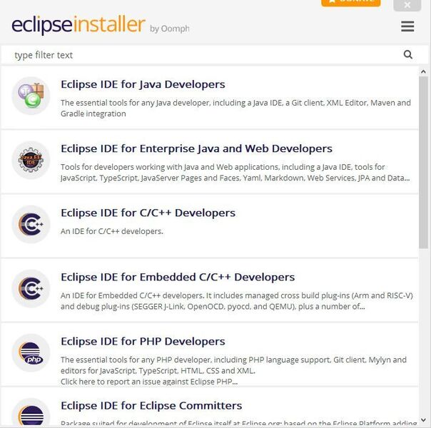 Starten des Eclipse-Installers für die Auswahl der verwendeten Programmiersprache. (Joos / Eclipse)