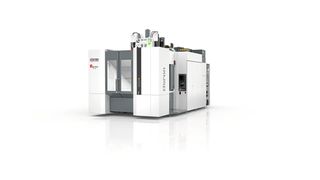Chiron's DZ22W 5-axis machining centre has a twin-spindle configuration that can simultaneously work at speed in the 620 by 650 by 600 mm X, Y and Z-axes work envelope.  (Chiron)