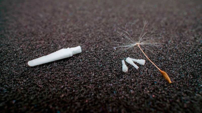 Auch Bauteile, die kleiner sind als ein Samenkorn des Löwenzahns, kann Sintos Advanced Ceramics additiv präzise aus technischer Keramik fertigen. Sie kommen mit integrierten innen liegenden Kanälen – ein Niveau, das derzeit kein anderer erreicht, wie die Allgäuer betonen. (Bild: Sinto Advanced Ceramics)