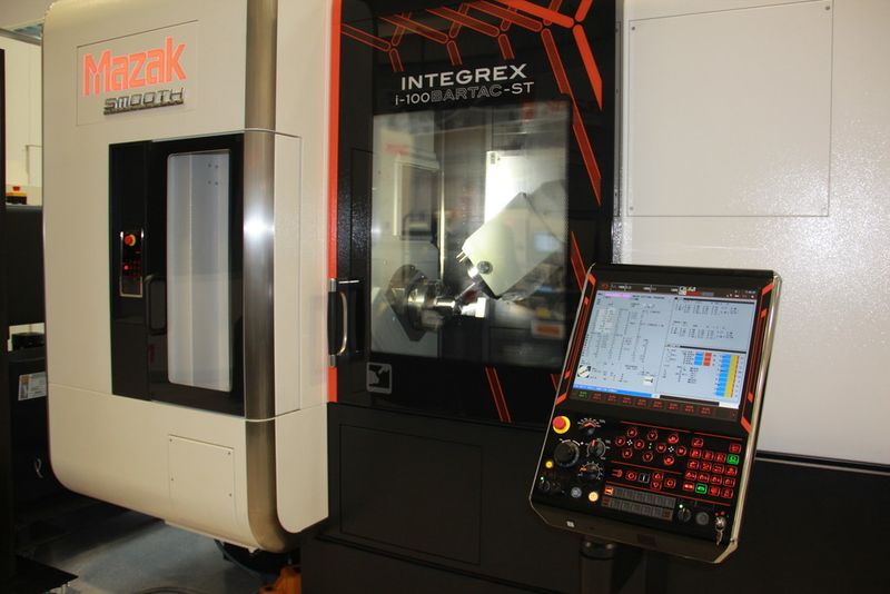 Mazak was demonstrating its CNC Mazatrol Smooth X on different machines during the company's Open House at its European headquarters in Worcester, England, in May. (Source: Kroh)