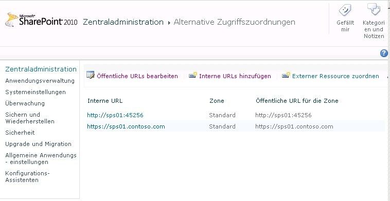 Abbildung 9 - Konfigurieren der alternativen Zugriffsordnung von SharePoint 2010. (Archiv: Vogel Business Media)