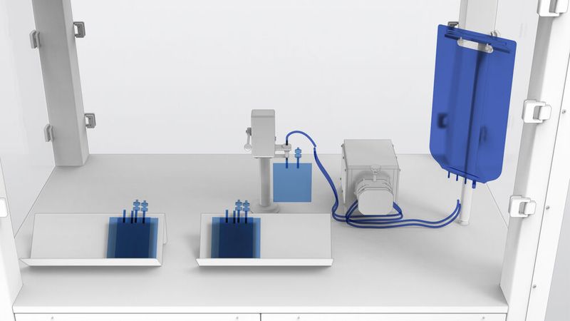 Montagesystem Assembly Lab: Maschinendetail mit Beutel (Bild: Harro Höfliger)