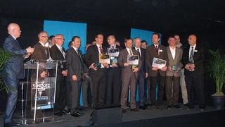 Tous les lauréats de l'édition 2014 des Trophées de l'innovation qui ont eu lieu lors du salon du Simodec à la Roche-sur-Foron. (Image: MSM)