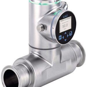 Kontinuierliche, wartungsfreie Konzentrationsmessung: Der Durchflussmesser arbeitet nach dem patentierten SAW-Verfahren (Surface Acoustic Waves). Das hat den Vorteil, dass es keinerlei Einbauten oder Verengungen und damit auch keine Toträume im Messrohr gibt. (Bild:  Bürkert Fluid Control Systems)